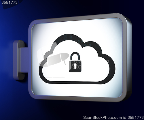 Image of Cloud technology concept: Cloud With Padlock on billboard background