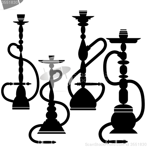 Image of Set of Hookahs Silhouettes