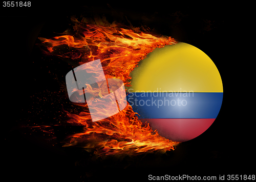 Image of Flag with a trail of fire - Colombia