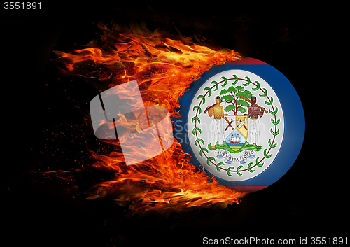 Image of Flag with a trail of fire - Belize