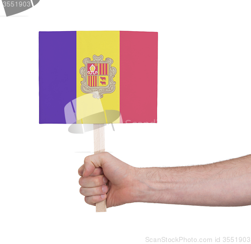 Image of Hand holding small card - Flag of Andorra