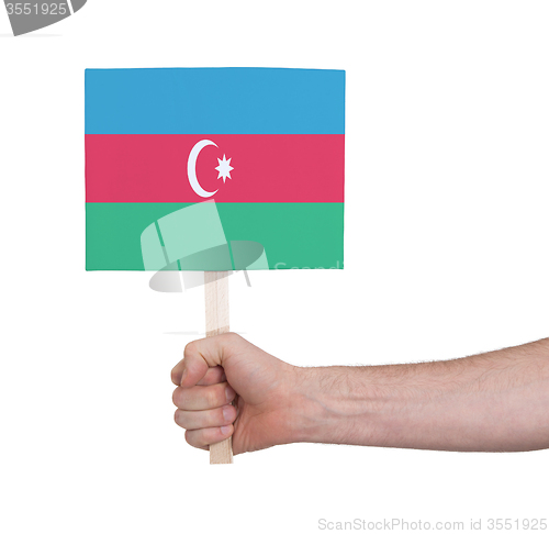 Image of Hand holding small card - Flag of Azerbaijan