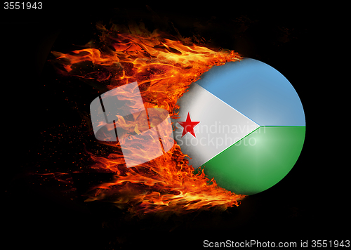 Image of Flag with a trail of fire - Djibouti