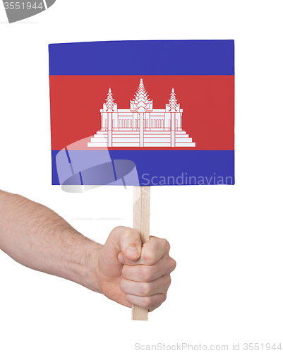 Image of Hand holding small card - Flag of Cambodia