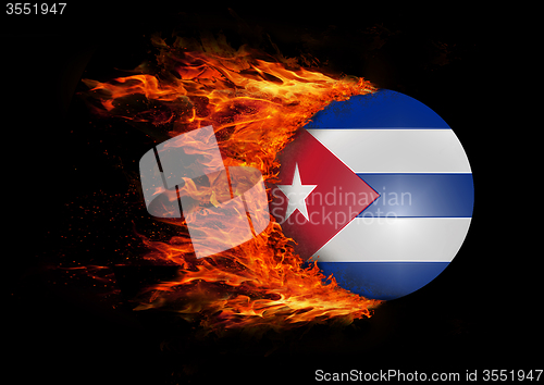 Image of Flag with a trail of fire - Cuba