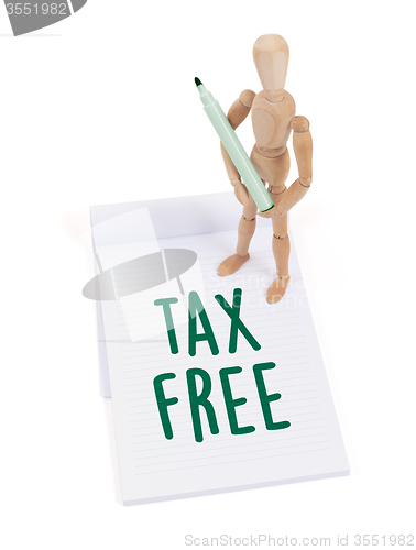 Image of Wooden mannequin writing - Tax free