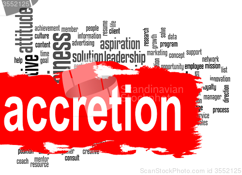 Image of Accretion word cloud with red banner