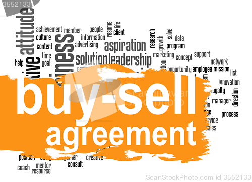 Image of Buy sell agreement word cloud with orange banner