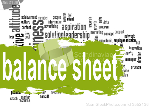 Image of Balance sheet word cloud with green banner