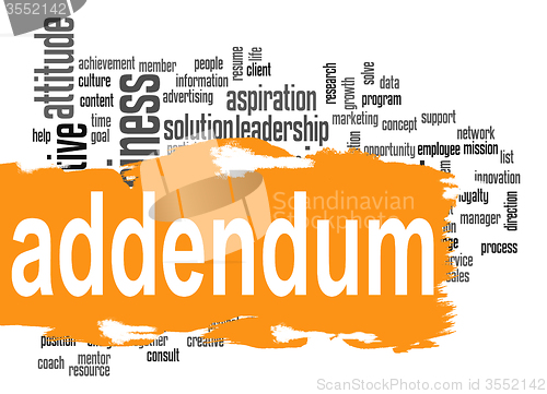 Image of Addendum word cloud with orange banner