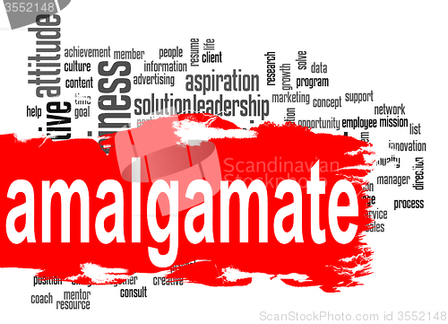 Image of Amalgamate word cloud with red banner