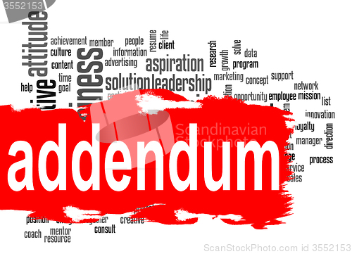 Image of Addendum word cloud with red banner