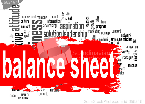 Image of Balance sheet word cloud with red banner