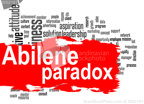 Image of Abilene Paradox word cloud with red banner