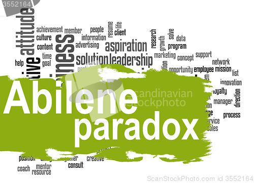 Image of Abilene Paradox word cloud with green banner