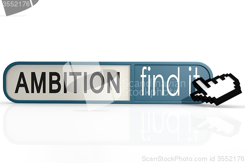 Image of Ambition word on the blue find it banner