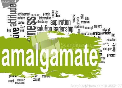 Image of Amalgamate word cloud with green banner