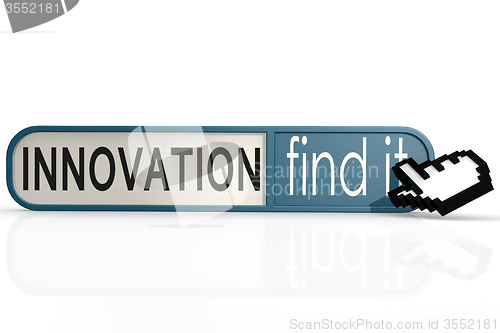 Image of Innovation word on the blue find it banner