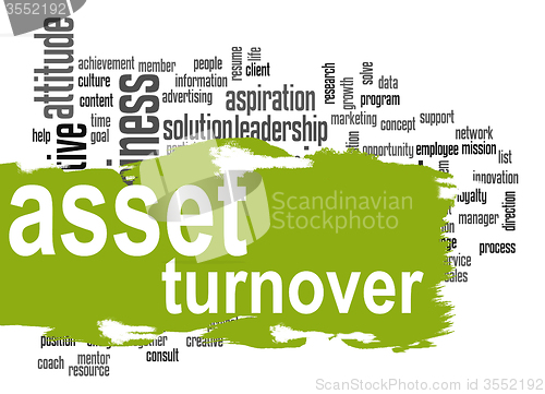 Image of Asset turnover word cloud with green banner