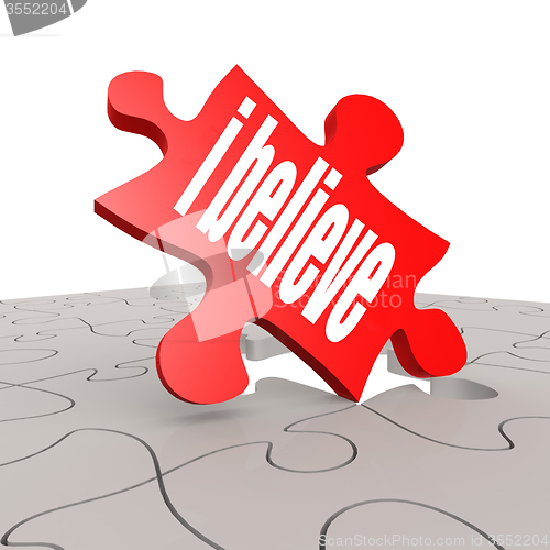 Image of I believe word with puzzle background