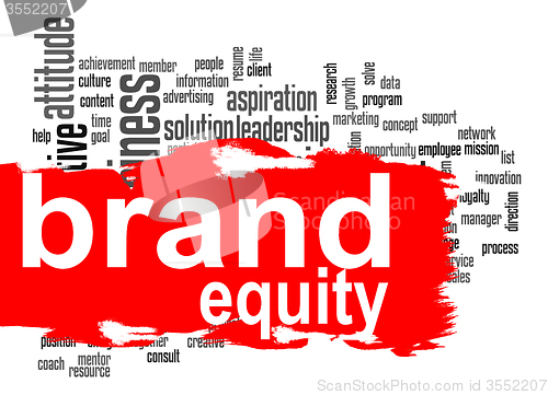 Image of Brand equity word cloud with red banner