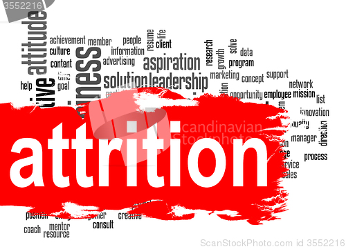 Image of Attrition word cloud with red banner