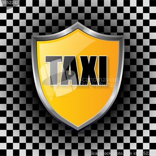 Image of Metallic taxi shield shaped badge