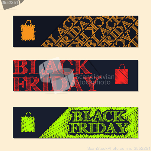 Image of Black friday label set with scribbled elements