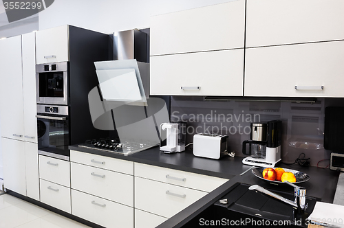 Image of Modern hi-tek kitchen, clean interior design