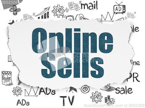 Image of Advertising concept: Online Sells on Torn Paper background