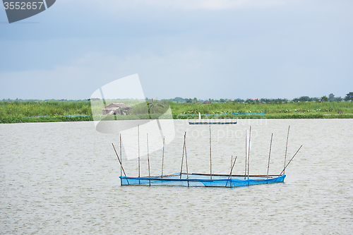 Image of Feeding stations at fish farm