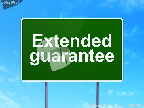 Image of Insurance concept: Extended Guarantee on road sign background