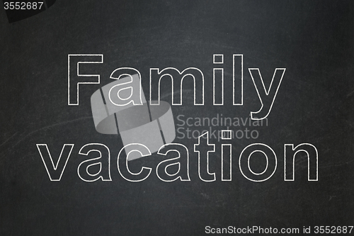 Image of Tourism concept: Family Vacation on chalkboard background