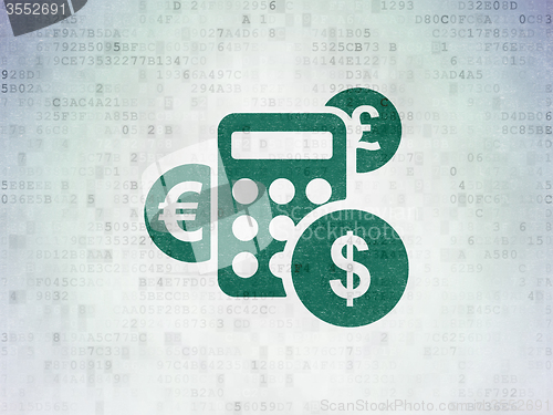 Image of Advertising concept: Calculator on Digital Paper background