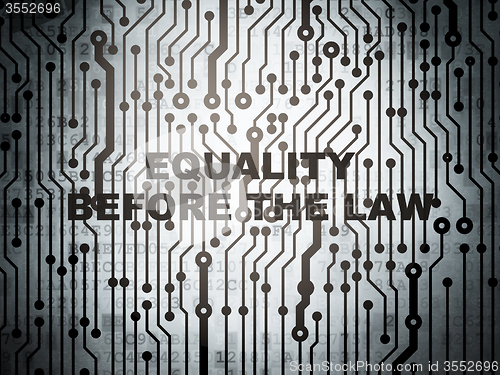 Image of Politics concept: circuit board with Equality Before The Law