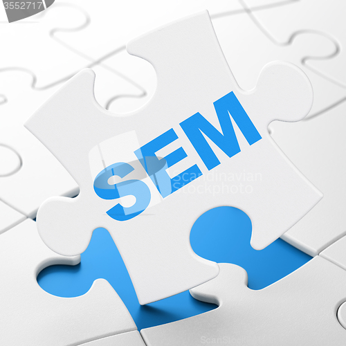 Image of Marketing concept: SEM on puzzle background