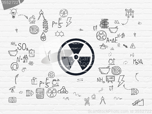 Image of Science concept: Radiation on wall background