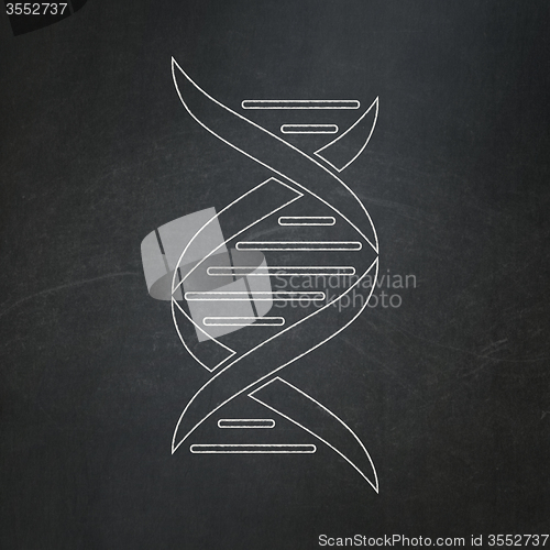 Image of Health concept: DNA on chalkboard background