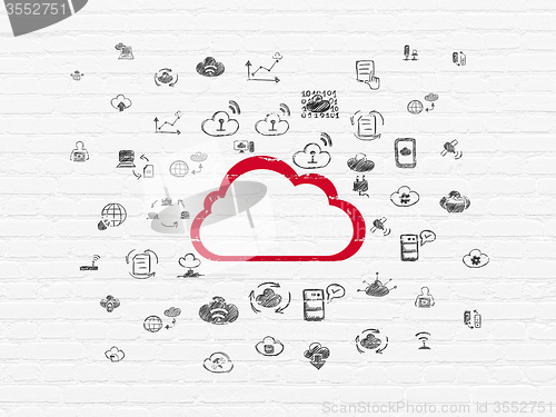 Image of Cloud networking concept: Cloud on wall background