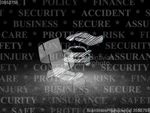 Image of Insurance concept: Car And Palm in grunge dark room