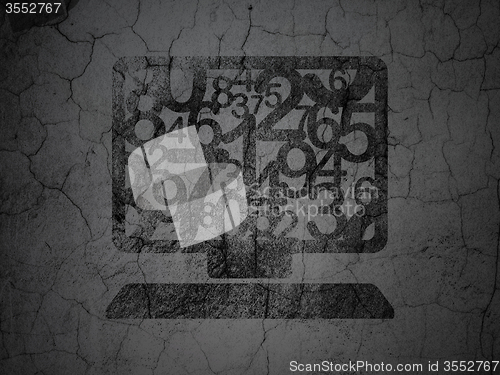 Image of Studying concept: Computer Pc on grunge wall background