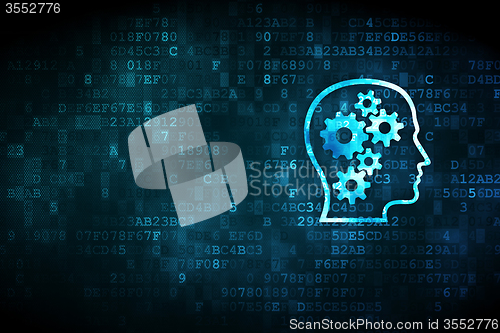 Image of Learning concept: Head With Gears on digital background