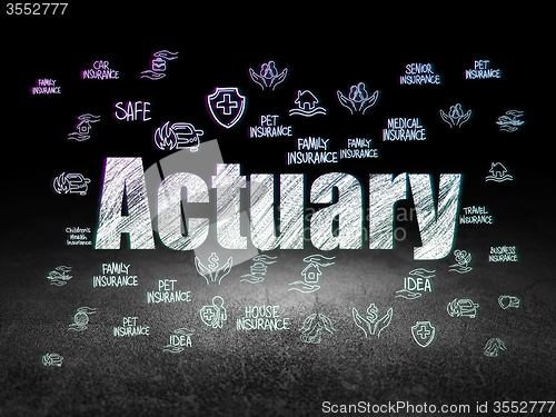Image of Insurance concept: Actuary in grunge dark room