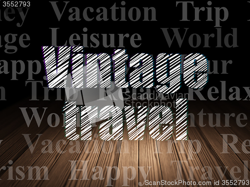Image of Vacation concept: Vintage Travel in grunge dark room