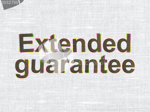 Image of Insurance concept: Extended Guarantee on fabric texture background