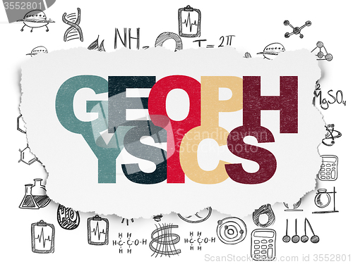 Image of Science concept: Geophysics on Torn Paper background