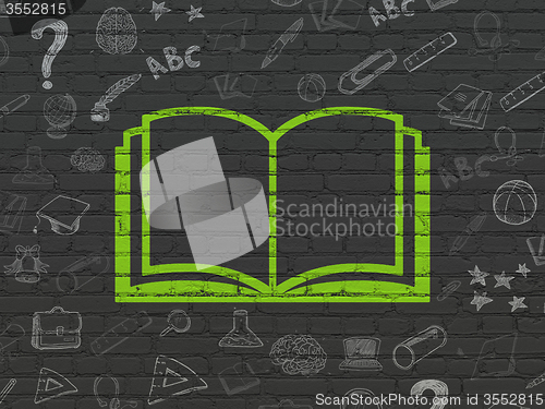 Image of Learning concept: Book on wall background