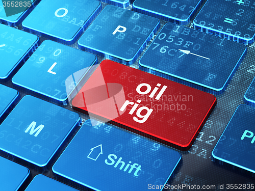 Image of Industry concept: Oil Rig on computer keyboard background