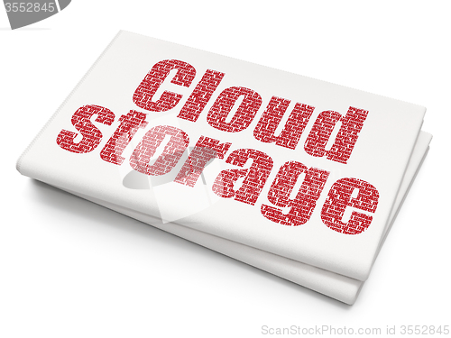 Image of Cloud computing concept: Cloud Storage on Blank Newspaper background