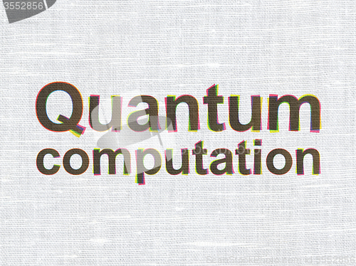 Image of Science concept: Quantum Computation on fabric texture background